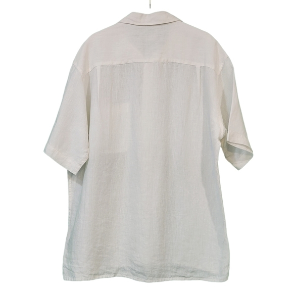 BUGATCHI Shaped Fit Short Sleeve Linen Button-Up Camp Shirt Size M - Picture 8 of 16